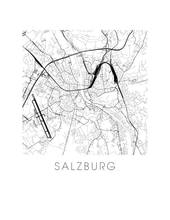 Charger l'image dans la galerie, Affiche cartographique de Salzburg - Style Noir et Blanc

