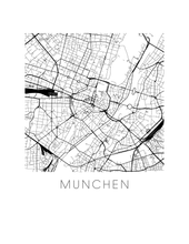 Charger l'image dans la galerie, Affiche cartographique de Munich - Style Noir et Blanc
