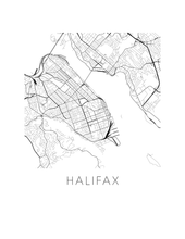 Charger l'image dans la galerie, Affiche cartographique de Halifax - Style Noir et Blanc
