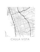 Charger l'image dans la galerie, Affiche cartographique de Chula Vista - Style Noir et Blanc
