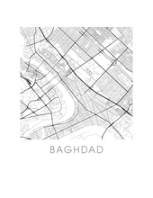 Charger l'image dans la galerie, Affiche cartographique de Bagdad - Style Noir et Blanc
