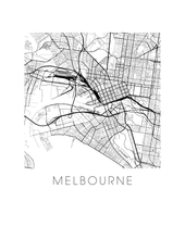Charger l'image dans la galerie, Affiche cartographique de Melbourne - Style Noir et Blanc
