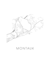 Load image into Gallery viewer, Montauk Map Black and White Print - new york Black and White Map Print
