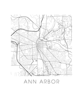 Charger l'image dans la galerie, Affiche cartographique de Ann Arbor - Style Noir et Blanc
