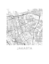 Charger l'image dans la galerie, Affiche cartographique de Jakarta - Style Noir et Blanc
