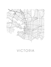 Charger l'image dans la galerie, Affiche cartographique de Victoria - Style Noir et Blanc
