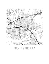 Charger l'image dans la galerie, Affiche cartographique de Rotterdam - Style Noir et Blanc
