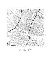 Charger l'image dans la galerie, Affiche cartographique de Austin - Style Noir et Blanc
