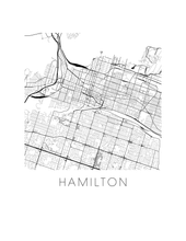 Charger l'image dans la galerie, Affiche cartographique de Hamilton - Style Noir et Blanc
