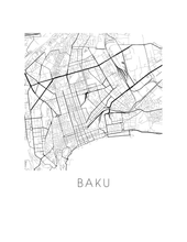 Charger l'image dans la galerie, Affiche cartographique de Baku - Style Noir et Blanc
