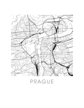 Charger l'image dans la galerie, Affiche cartographique de Prague - Style Noir et Blanc
