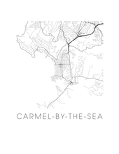 Charger l'image dans la galerie, Affiche cartographique de Carmel-By-The-Sea - Style Noir et Blanc
