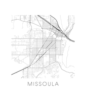 Charger l'image dans la galerie, Affiche cartographique de Missoula - Style Noir et Blanc
