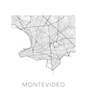 Charger l'image dans la galerie, Affiche cartographique de Montevideo - Style Noir et Blanc
