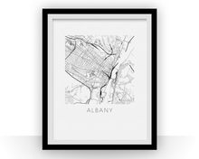 Charger l'image dans la galerie, Affiche cartographique de Albany - Style Noir et Blanc
