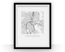 Charger l'image dans la galerie, Affiche cartographique de Providence RI - Style Noir et Blanc
