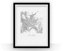 Charger l'image dans la galerie, Affiche cartographique de La Paz - Style Noir et Blanc
