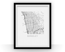Charger l'image dans la galerie, Affiche cartographique de Berkeley - Style Noir et Blanc
