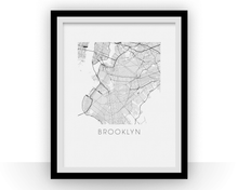 Load image into Gallery viewer, Brooklyn Map Black and White Print - new york Black and White Map Print
