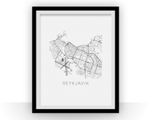 Charger l'image dans la galerie, Affiche cartographique de Reykjavik - Style Noir et Blanc
