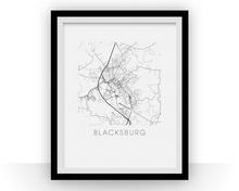 Charger l'image dans la galerie, Affiche cartographique de Blacksburg - Style Noir et Blanc
