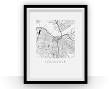Charger l'image dans la galerie, Affiche cartographique de Louisville - Style Noir et Blanc
