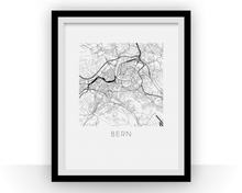 Load image into Gallery viewer, Bern Map Black and White Print - switzerland Black and White Map Print
