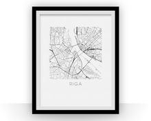Load image into Gallery viewer, Riga Map Black and White Print - latvia Black and White Map Print
