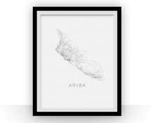 Charger l'image dans la galerie, Affiche cartographique de Aruba - Style Noir et Blanc
