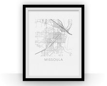 Charger l'image dans la galerie, Affiche cartographique de Missoula - Style Noir et Blanc
