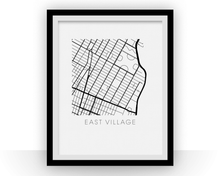 Charger l'image dans la galerie, Affiche cartographique de East Village - Style Noir et Blanc

