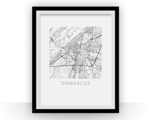 Load image into Gallery viewer, Damascus Map Black and White Print - syria Black and White Map Print

