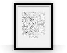 Load image into Gallery viewer, Lahore Map Black and White Print - pakistan Black and White Map Print
