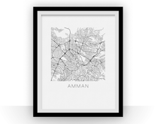 Charger l'image dans la galerie, Affiche cartographique de Amman - Style Noir et Blanc
