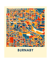 Charger l'image dans la galerie, Affiche cartographique de Burnaby British Columbia - Style Chroma
