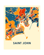 Charger l'image dans la galerie, Affiche cartographique de Saint John NB - Style Chroma
