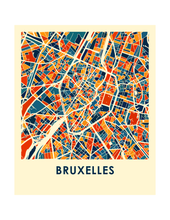 Charger l'image dans la galerie, Affiche cartographique de Bruxelles - Style Chroma
