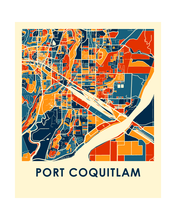 Charger l'image dans la galerie, Affiche cartographique de Port Coquitlam British Columbia - Style Chroma
