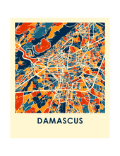 Charger l'image dans la galerie, Affiche cartographique de Damas - Style Chroma
