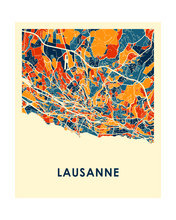Charger l'image dans la galerie, Affiche cartographique de Lausanne - Style Chroma

