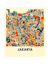 Charger l'image dans la galerie, Affiche cartographique de Jakarta - Style Chroma
