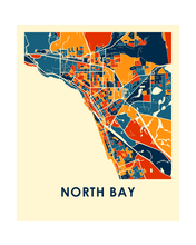 Charger l'image dans la galerie, Affiche cartographique de North Bay Ontario - Style Chroma
