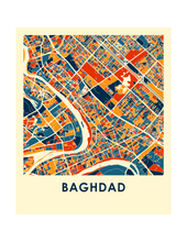 Charger l'image dans la galerie, Affiche cartographique de Bagdad - Style Chroma
