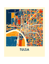 Charger l'image dans la galerie, Affiche cartographique de Tulsa - Style Chroma
