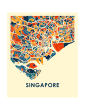 Charger l'image dans la galerie, Affiche cartographique de Singapour - Style Chroma
