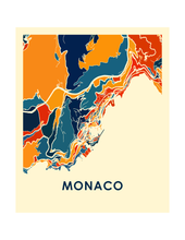 Charger l'image dans la galerie, Affiche cartographique de Monaco - Style Chroma
