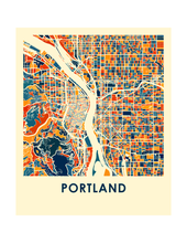 Charger l'image dans la galerie, Affiche cartographique de Portland - Style Chroma
