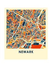 Charger l'image dans la galerie, Affiche cartographique de Newark - Style Chroma
