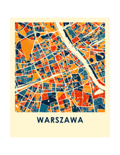 Charger l'image dans la galerie, Affiche cartographique de Warsaw - Style Chroma
