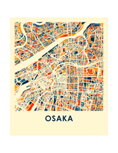 Charger l'image dans la galerie, Affiche cartographique de Osaka - Style Chroma
